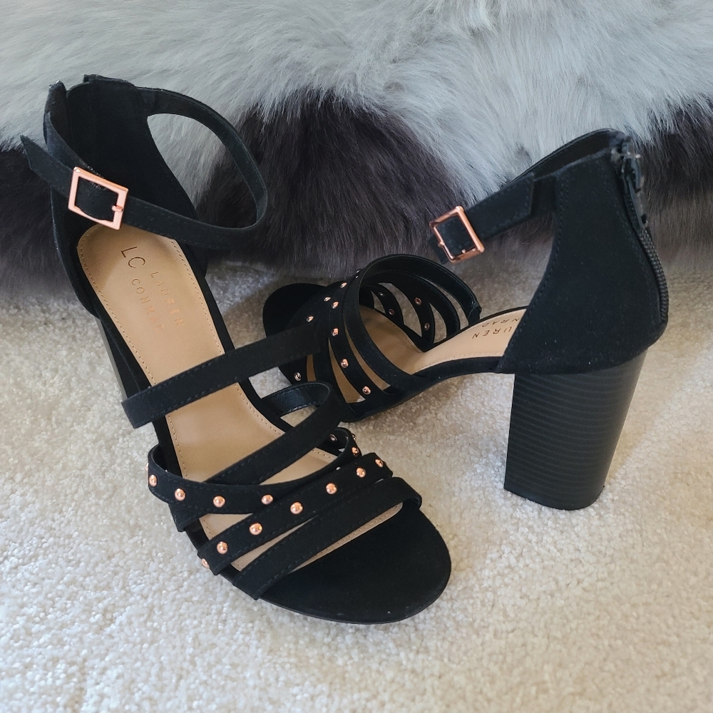 LC LAUREN CONRAD Strappy Block Heel Sandals - Picture 2 of 8